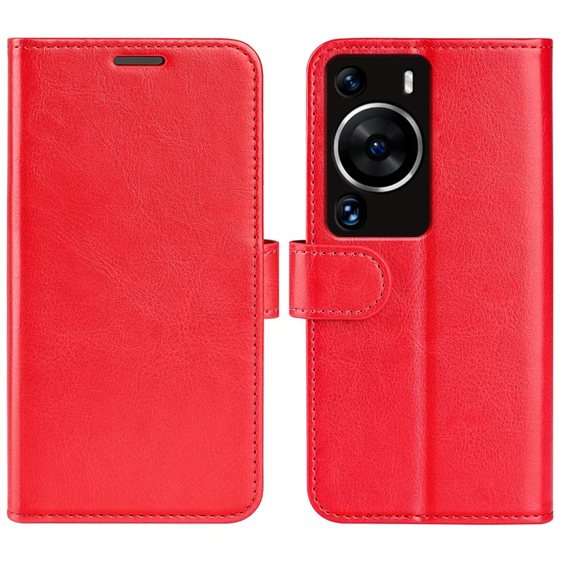Für Huawei P60 Pro PU-Leder-Brieftasche Crazy Horse Texture Faltbares Ständer-Handytasche - Rot
