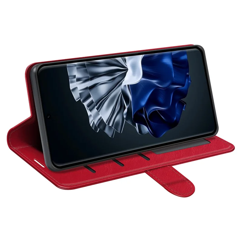 Für Huawei P60 Pro PU-Leder-Brieftasche Crazy Horse Texture Faltbares Ständer-Handytasche - Rot
