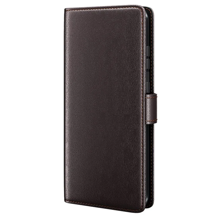 Para Huawei P60 / P60 Pro Funda de Cartera de Cuero Genuino Dividido Protectora de Teléfono Celular con Soporte - Marrón