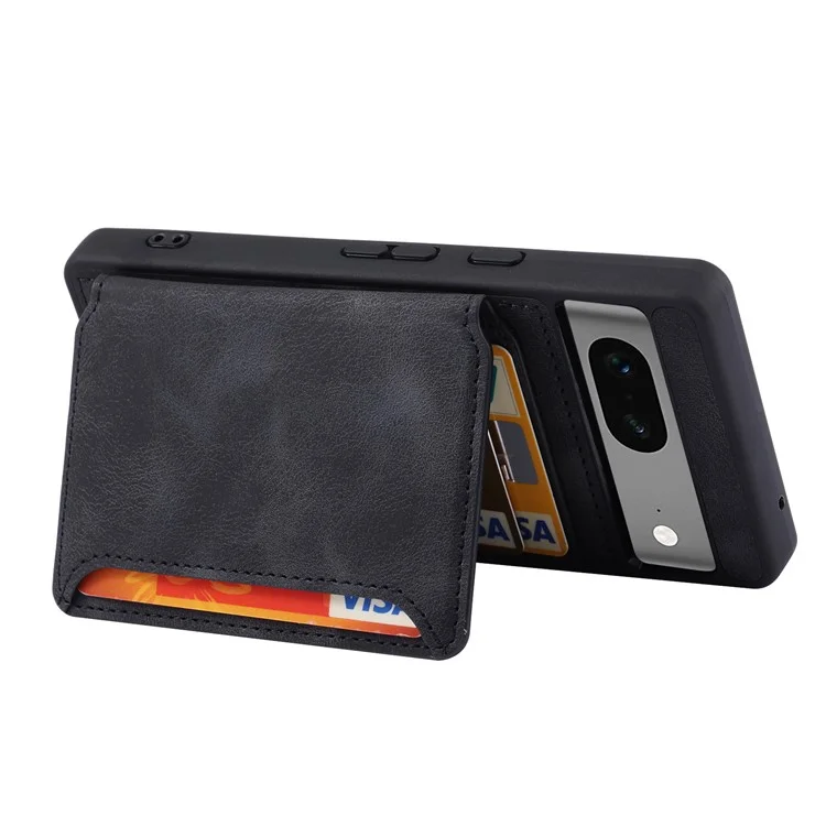 For Google Pixel 8 Kickstand RFID Blocking Phone Wallet Case Anti-drop PU Leather Coated TPU Back Cover - Black