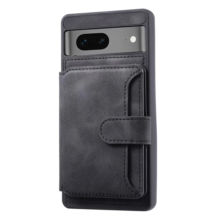 For Google Pixel 8 Kickstand RFID Blocking Phone Wallet Case Anti-drop PU Leather Coated TPU Back Cover - Black