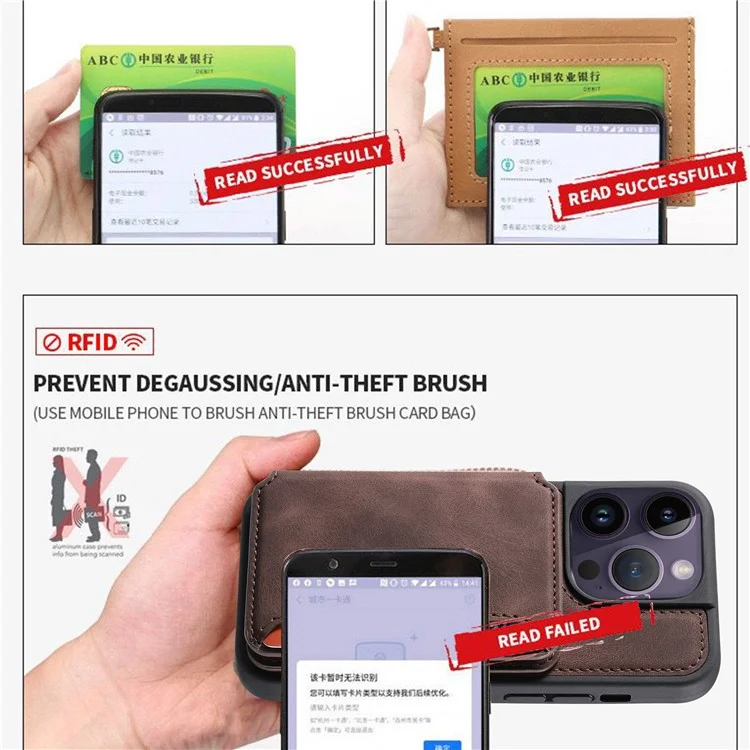 For Google Pixel 8 Kickstand RFID Blocking Phone Wallet Case Anti-drop PU Leather Coated TPU Back Cover - Black
