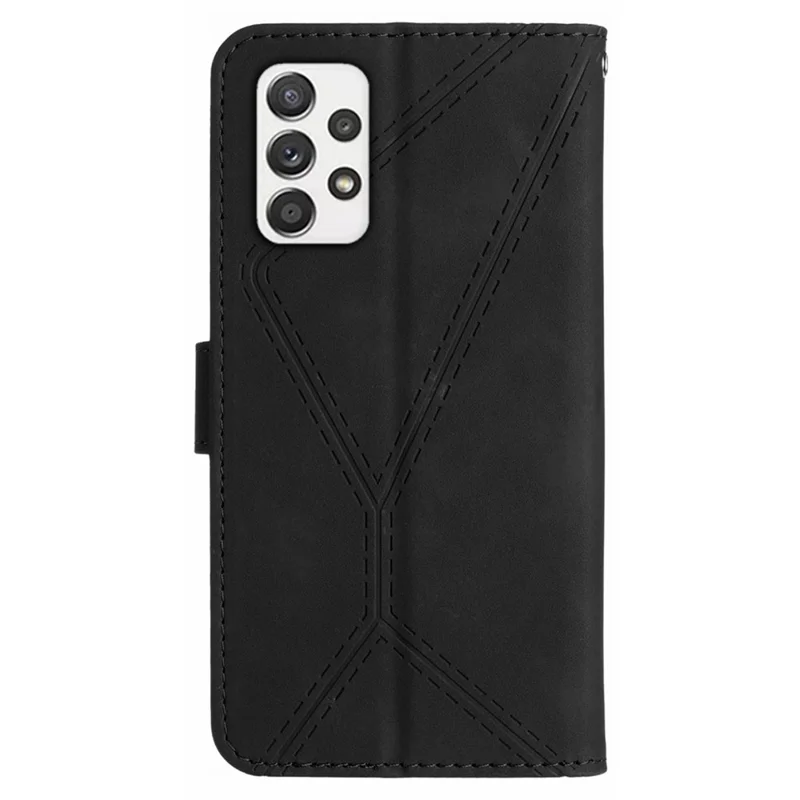 HT05 pour Samsung Galaxy A33 5G Étui portefeuille pour téléphone portable, support, en cuir avec ligne imprimée - Noir