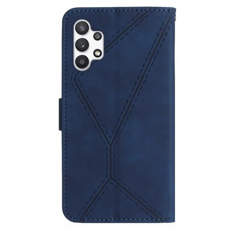 HT05 Para Samsung Galaxy A13 4G Telefone Capa de Couro Impressa Linha Carteira Suporte Capa do Telefone - Azul