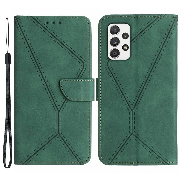 Pour Samsung Galaxy A52 4G / A52 5G / A52s 5G PU Leather Case HT05 Skin-touch Wallet Phone Shell avec Strap - Vert