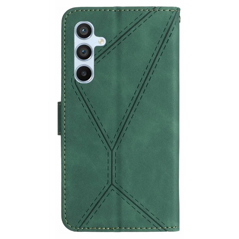 HT05 Skin-touch Phone Case for Samsung Galaxy A54 5G PU Leather Case Stand Wallet Phone Cover with Strap - Green