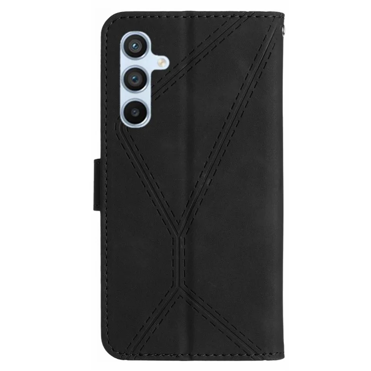 HT05 Wallet Phone Case for Samsung Galaxy A34 5G PU Leather Case Skin-touch Phone Shell with Strap - Black
