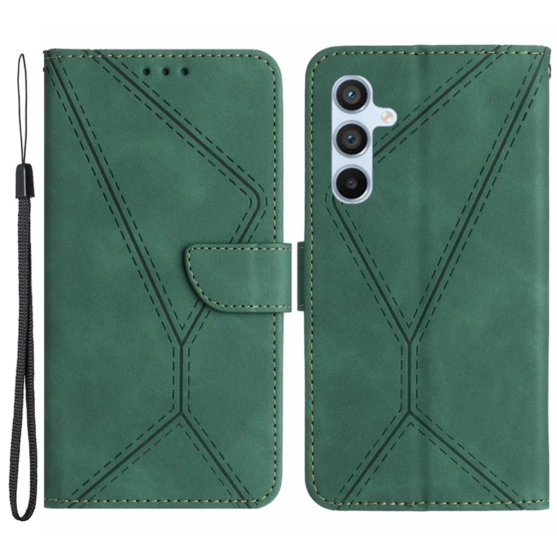 HT05 Wallet Phone Case für Samsung Galaxy A34 5G PU-Lederhülle Skin-touch Handy-Schale mit Riemen - Grün
