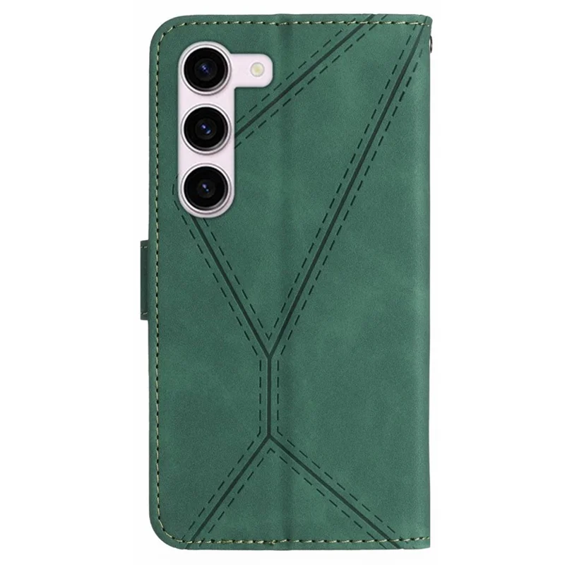 HT05 Shockproof Phone Case for Samsung Galaxy S23 Skin-touch PU Leather Wallet Cover with Strap - Green