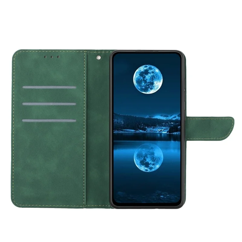 HT05 Shockproof Phone Case for Samsung Galaxy S23 Skin-touch PU Leather Wallet Cover with Strap - Green