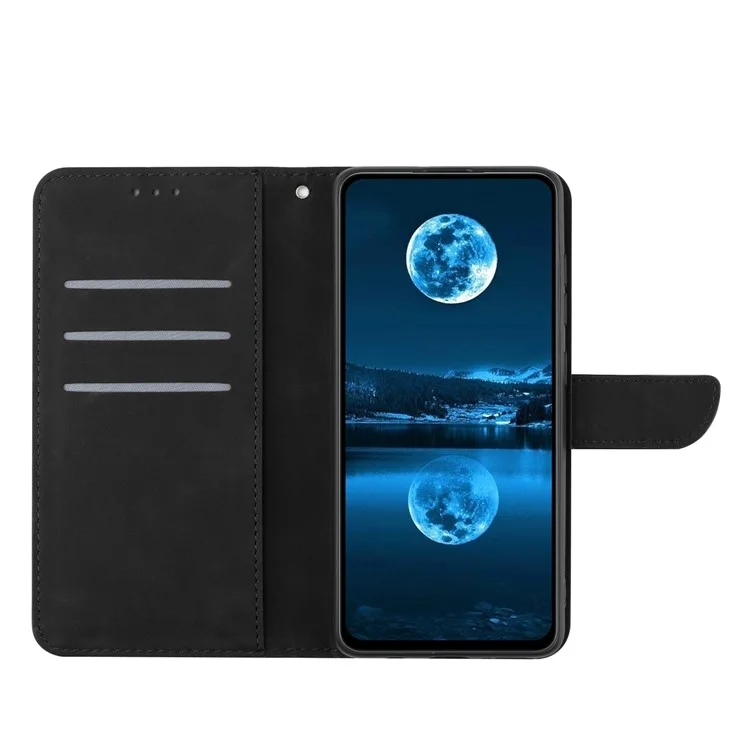 HT05 pour Xiaomi Redmi Note 12 Pro 4G / Note 11 Pro 4G (MediaTek) / Note 11 Pro 5G (Qualcomm) Imprinted Line Phone Case Leather Cover Wallet - Noir