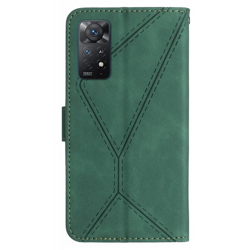 HT05 for Xiaomi Redmi Note 12 Pro 4G / Note 11 Pro 4G (MediaTek) / Note 11 Pro 5G (Qualcomm) Imprinted Line Phone Case Leather Cover Wallet - Green