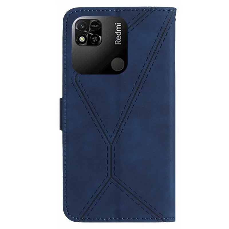 HT05 Portafoglio Stand Phone Case per Xiaomi Redmi 10A Pelle PU touch skin stampata - Blu