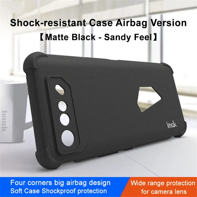 IMAK Para Asus ROG Phone 7 5G Capa de Telefone TPU Fosca Airbag em Quatro Cantos Anti-Arranhões - Preto