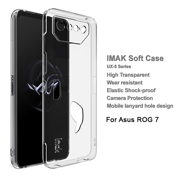 Serie IMAK UX-5 para Asus ROG Phone 7 5G Funda de teléfono móvil flexible de TPU con protector de pantalla HD 