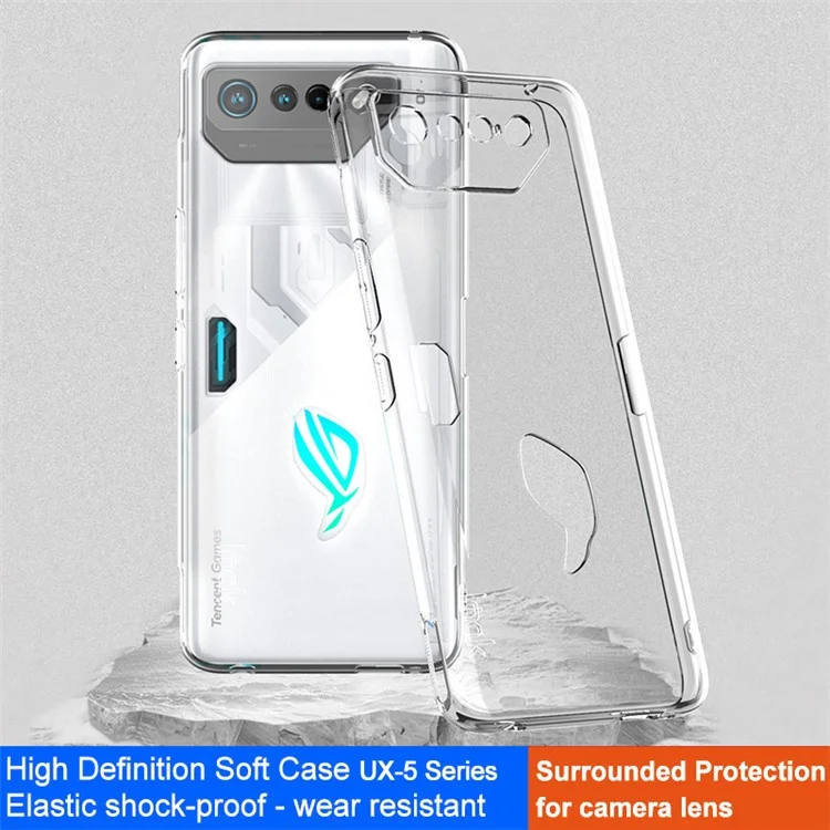 Serie IMAK UX-5 para Asus ROG Phone 7 5G Funda de teléfono móvil flexible de TPU con protector de pantalla HD 