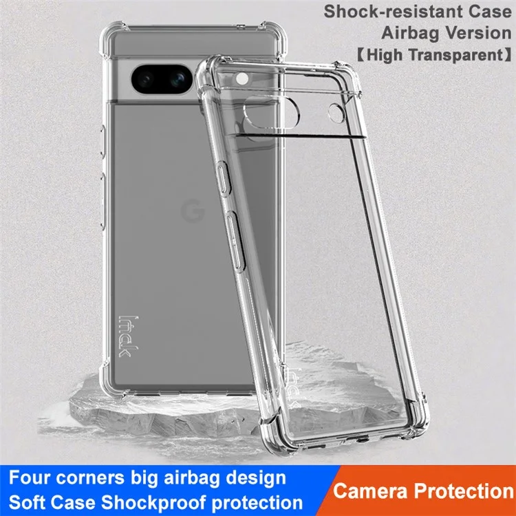 Imak Para Google Pixel 7a Clear Soft Tpu Telephip Tobbag Airbag Anti-Fall Shock a Prueba de Choques - Transparente