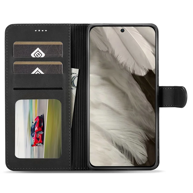 LC.IMEEKE For Google Pixel 8 PU Leather Folio Case Stand Wallet Calf Texture Phone Cover - Black