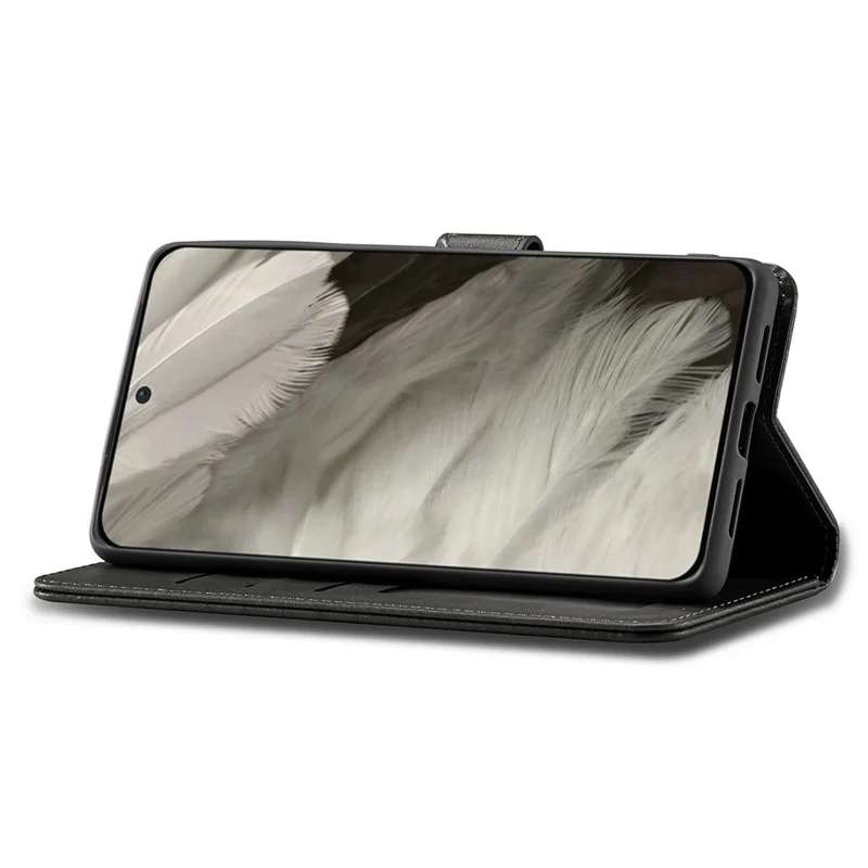 LC.IMEEKE For Google Pixel 8 PU Leather Folio Case Stand Wallet Calf Texture Phone Cover - Black