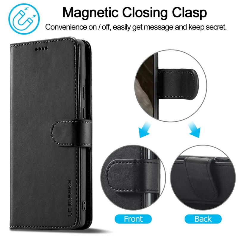 LC.IMEEKE For Google Pixel 8 PU Leather Folio Case Stand Wallet Calf Texture Phone Cover - Black