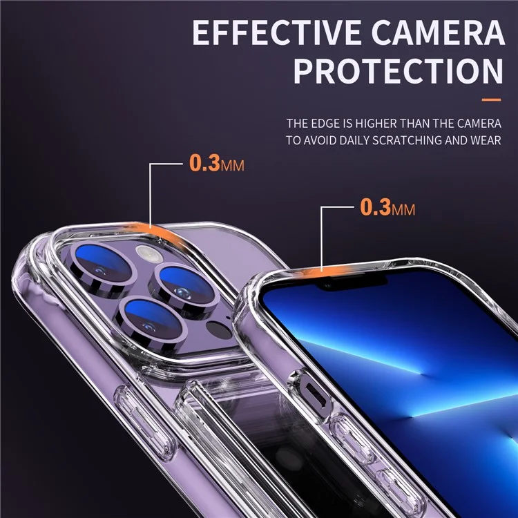 Прозрачный чехол для iPhone 13 Pro с отделением для карт, ударопрочный, с углами из ТПУ + акриловая крышка телефона