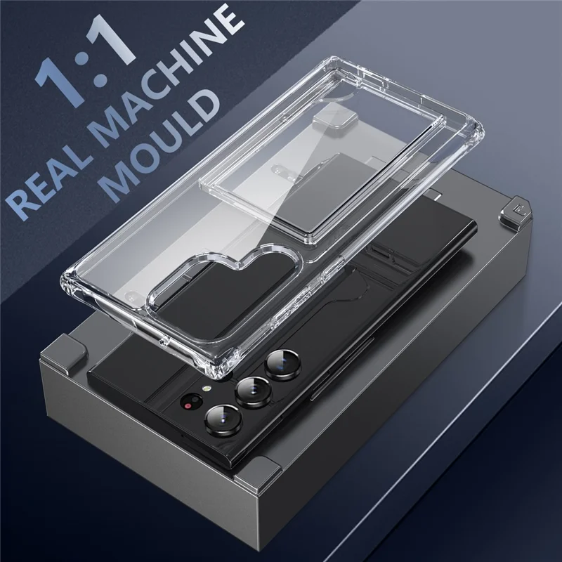 For Samsung Galaxy S23 Ultra Card Holder Clear Phone Case TPU + Acrylic Anti-drop Cover