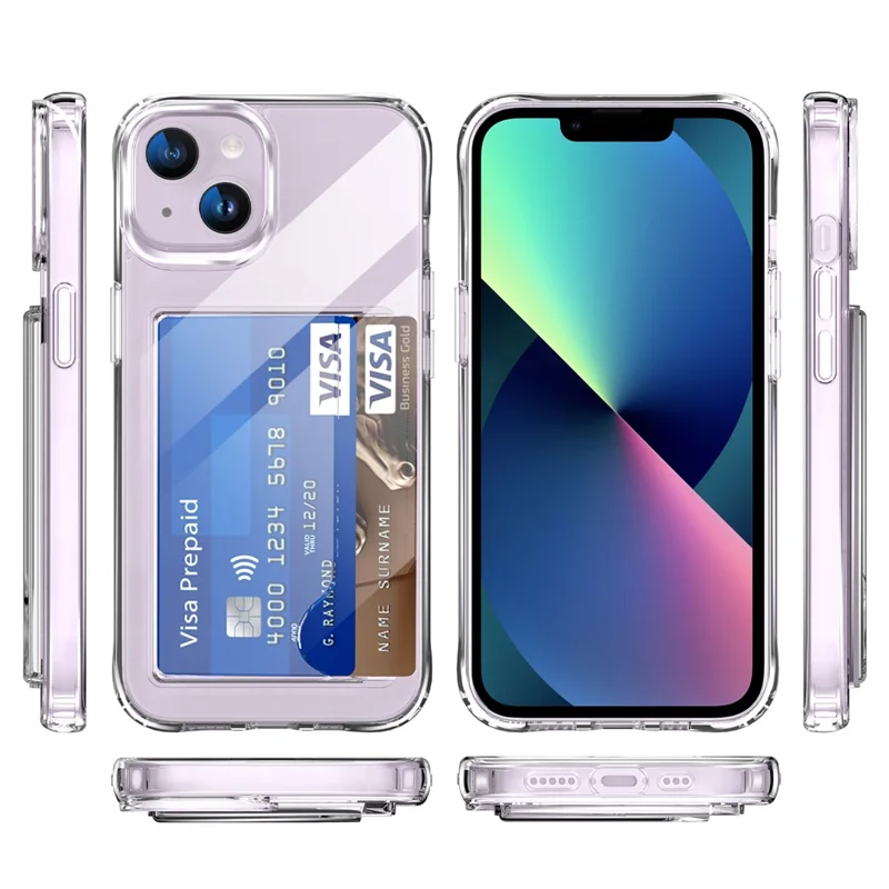 Transparent Phone Case for iPhone 13 , Card Holder TPU + Acrylic Airbag Corner Phone Cover