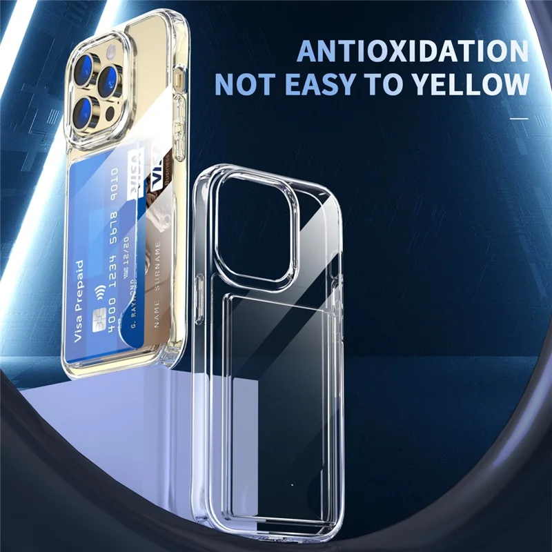 For iPhone 13 Pro Max Card Holder Clear Phone Case Anti-drop Corner TPU + Acrylic Cover