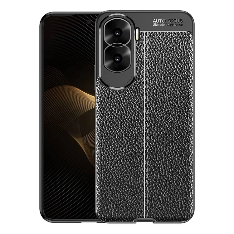 Защитный противоударный чехол с текстурой под кожу для смартфонов For Honor X50i 5G / 90 Lite 5G - черный