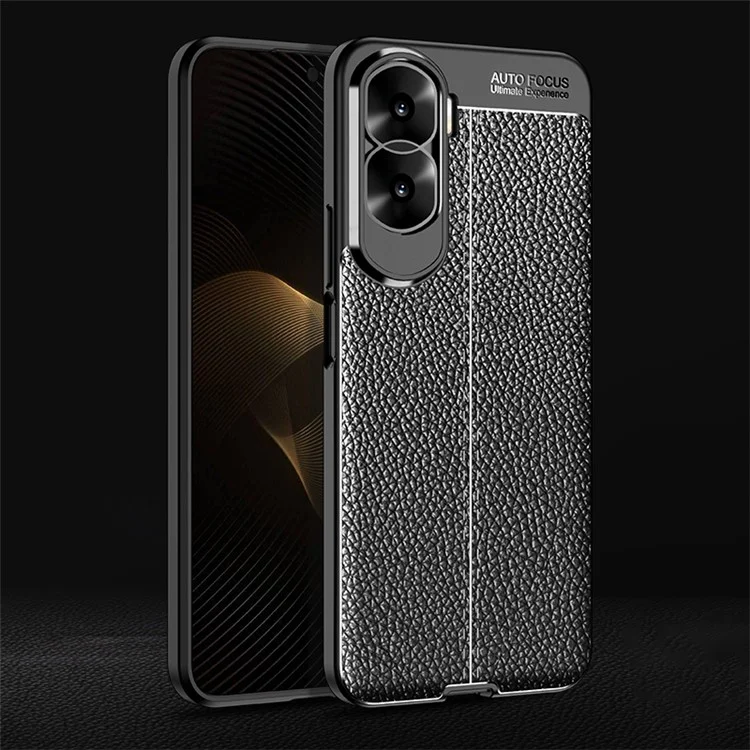 Защитный противоударный чехол с текстурой под кожу для смартфонов For Honor X50i 5G / 90 Lite 5G - черный