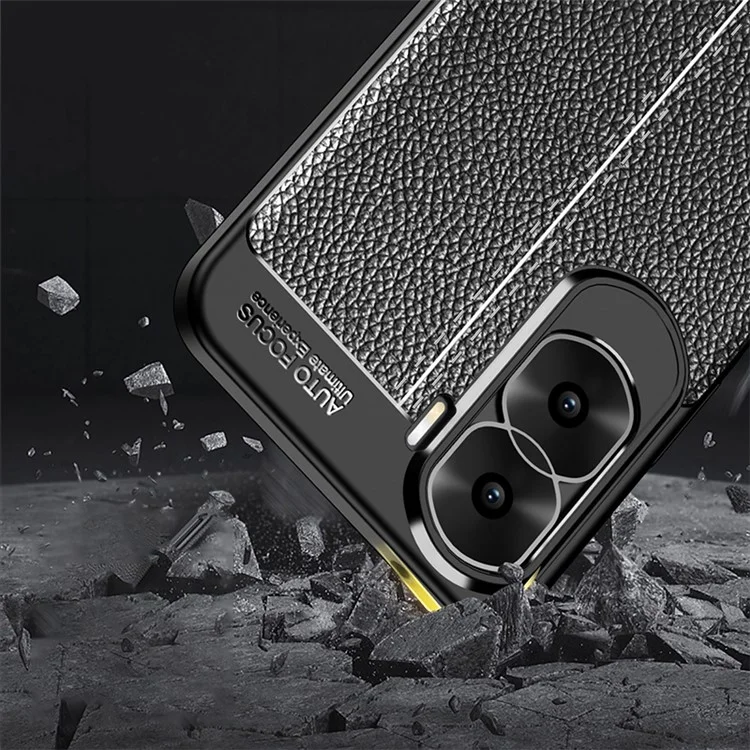 Защитный противоударный чехол с текстурой под кожу для смартфонов For Honor X50i 5G / 90 Lite 5G - черный
