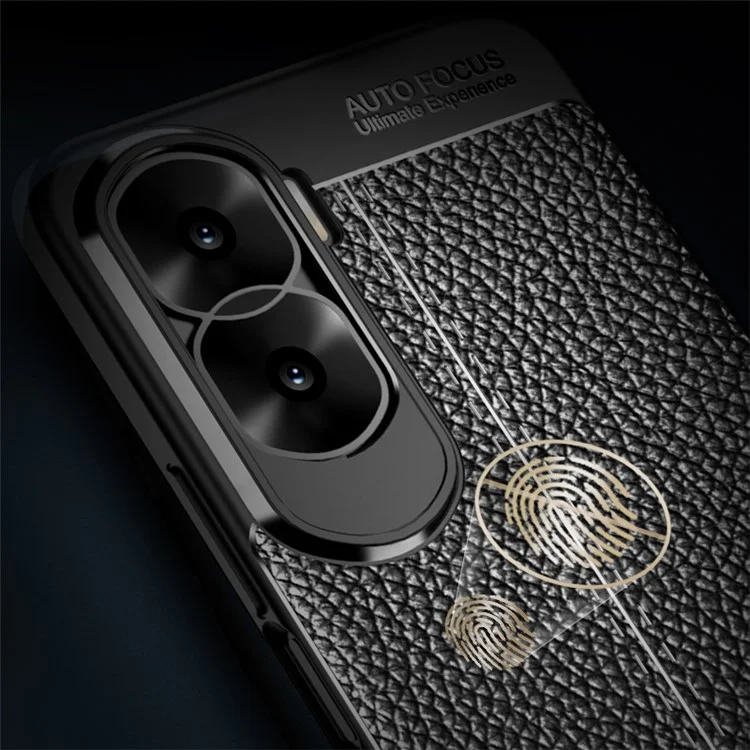 Защитный противоударный чехол с текстурой под кожу для смартфонов For Honor X50i 5G / 90 Lite 5G - черный