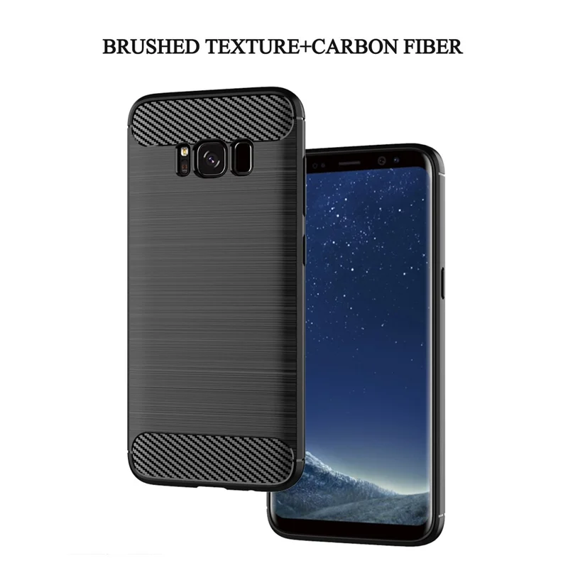 For Samsung Galaxy S8 Carbon Fiber Texture Phone Case Brushed Phone TPU Cover - Red