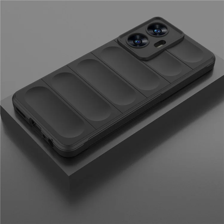 For Realme C55 4G Flexible TPU Phone Case Anti-Scratch Rugged Back Cover - Black