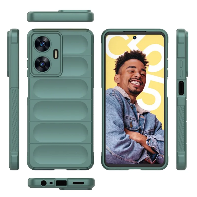 Dla Realme C55 4G elastyczna obudowa telefonu z tworzywa TPU, odporna na zarysowania, odporna na wstrząsy - zielona