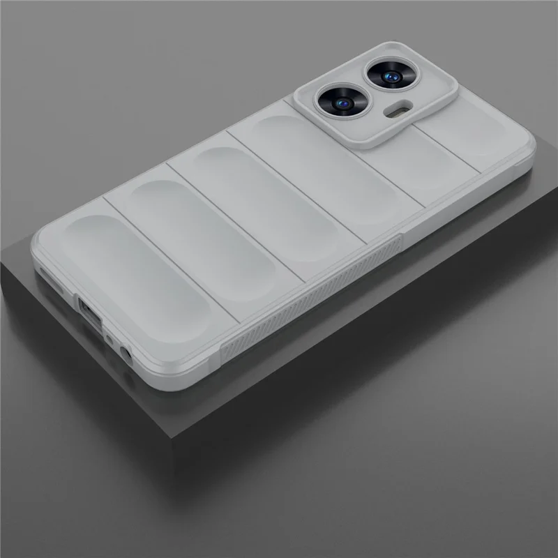 For Realme C55 4G Flexible TPU Phone Case Anti-Scratch Rugged Back Cover - Light Grey