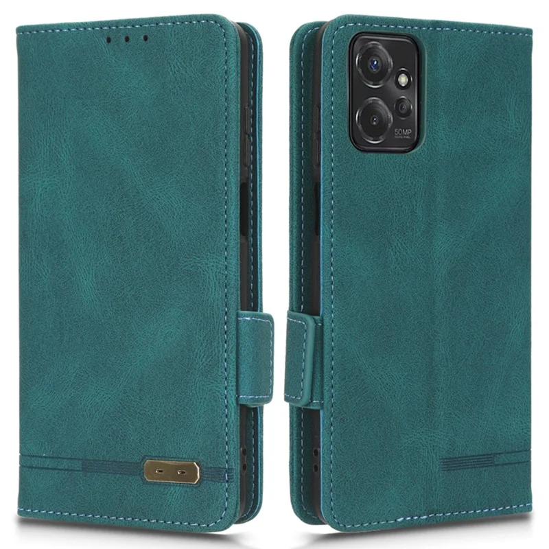 For Motorola Moto G Power 5G Phone Case Hardware Decor PU Leather Wallet Stand Cover - Blue