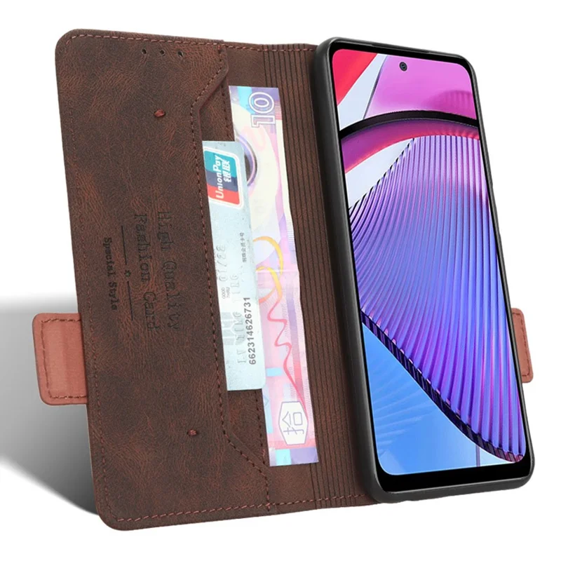 For Motorola Moto G Power 5G Phone Case Hardware Decor PU Leather Wallet Stand Cover - Coffee
