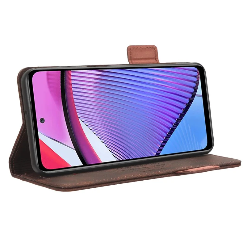For Motorola Moto G Power 5G Phone Case Hardware Decor PU Leather Wallet Stand Cover - Coffee