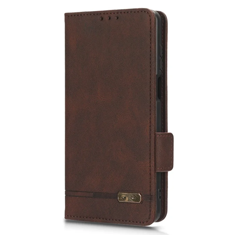 For Motorola Moto G Power 5G Phone Case Hardware Decor PU Leather Wallet Stand Cover - Coffee