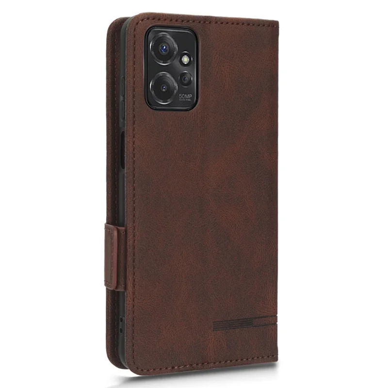 For Motorola Moto G Power 5G Phone Case Hardware Decor PU Leather Wallet Stand Cover - Coffee