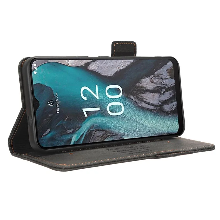 Étui pour téléphone Nokia C22 Décoration matérielle Protecteur Coque Portefeuille en cuir PU Support - Noir
