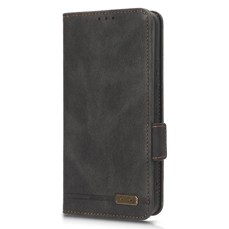 Étui pour téléphone Nokia C22 Décoration matérielle Protecteur Coque Portefeuille en cuir PU Support - Noir