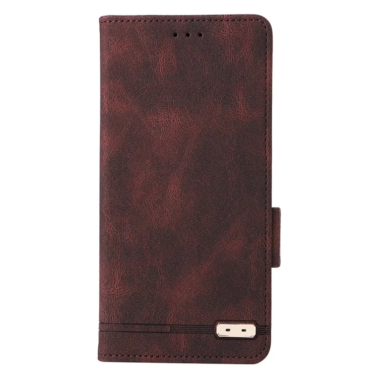 For Nokia C22 Phone Case Hardware Decor Protector Shell PU Leather Wallet Stand Cover - Coffee