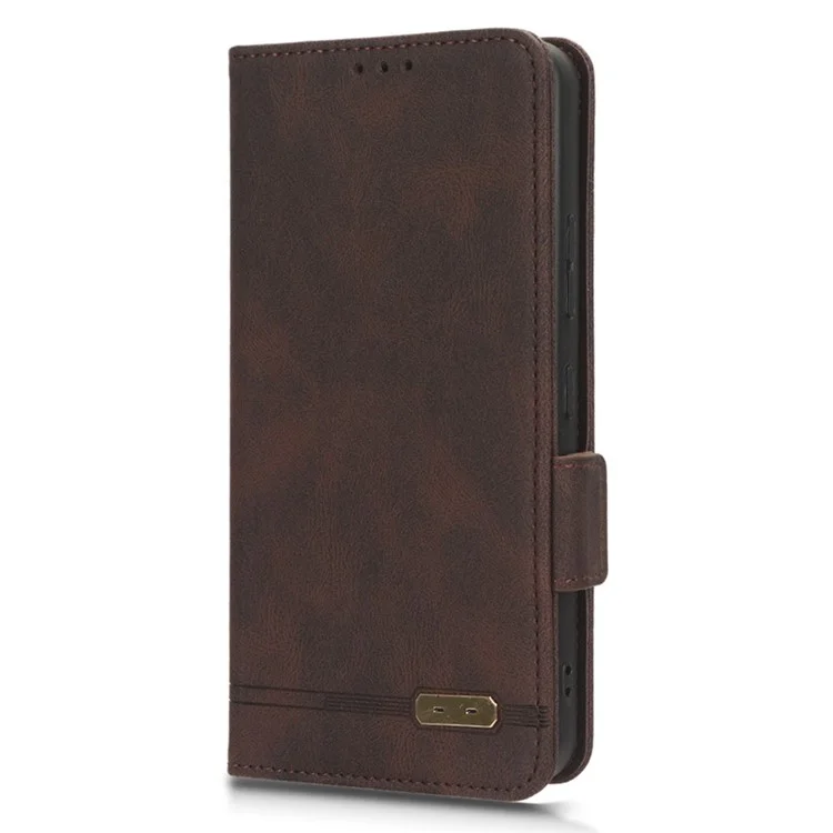 For Nokia C22 Phone Case Hardware Decor Protector Shell PU Leather Wallet Stand Cover - Coffee