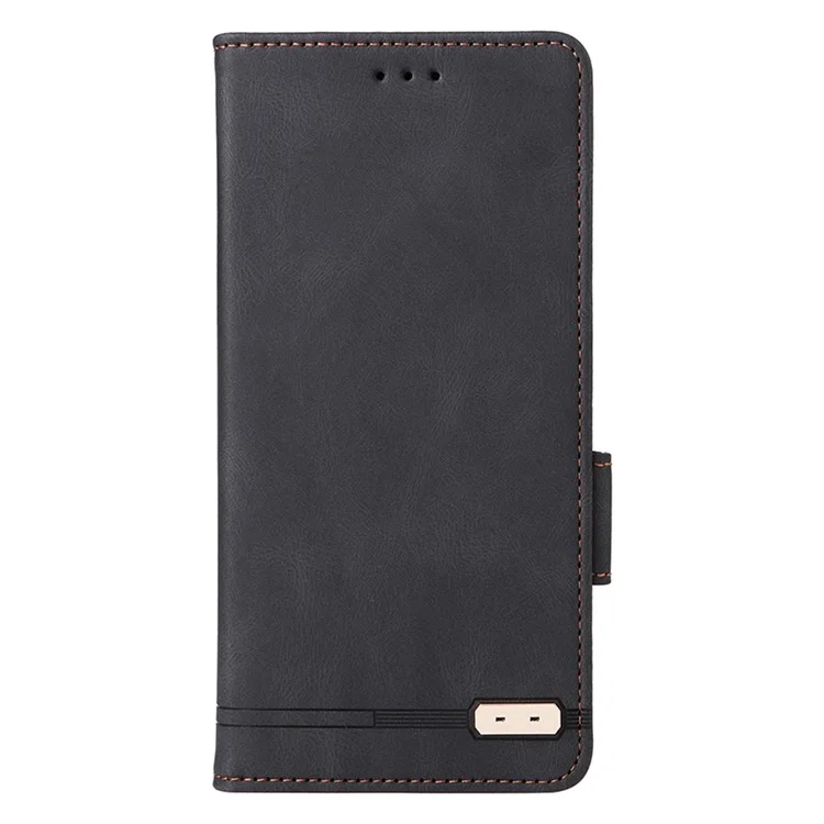 Protetor de Capa para Nokia C32 Caso do Telefone Hardware Decoração de Couro PU Carteira Stand Cover - Preto
