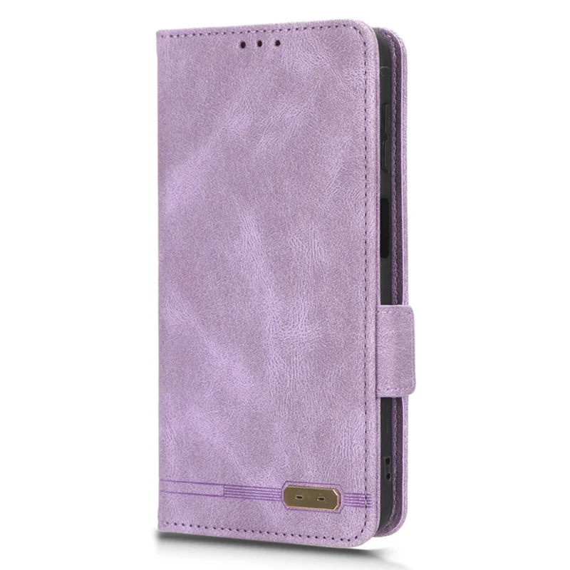 For Samsung Galaxy F14 5G Fall Proof Phone Case Hardware Decor PU Leather Wallet Stand Cover - Purple
