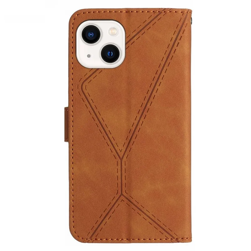 HT05 Wallet Cover for iPhone 14 Skin-touch Full Protection Phone Case PU Leather Shell - Brown