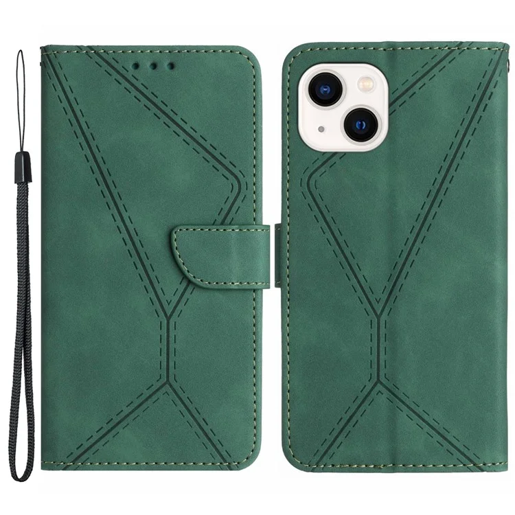 HT05 Para iPhone 13 de 6.1 pulgadas Funda de cartera de piel sintética con cierre magnético - Verde