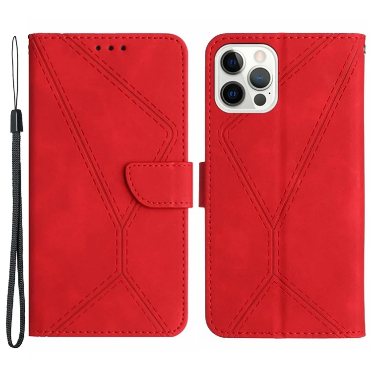 HT05 Para iPhone 14 Pro Max Funda de cuero PU con tacto de piel Flip Magnética Cierre Cartera Funda - Rojo
